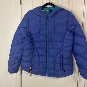 Lolë Blue Puffer Jacket Quilted Winter Hooded Youth Size Large 10-12 Outdoors